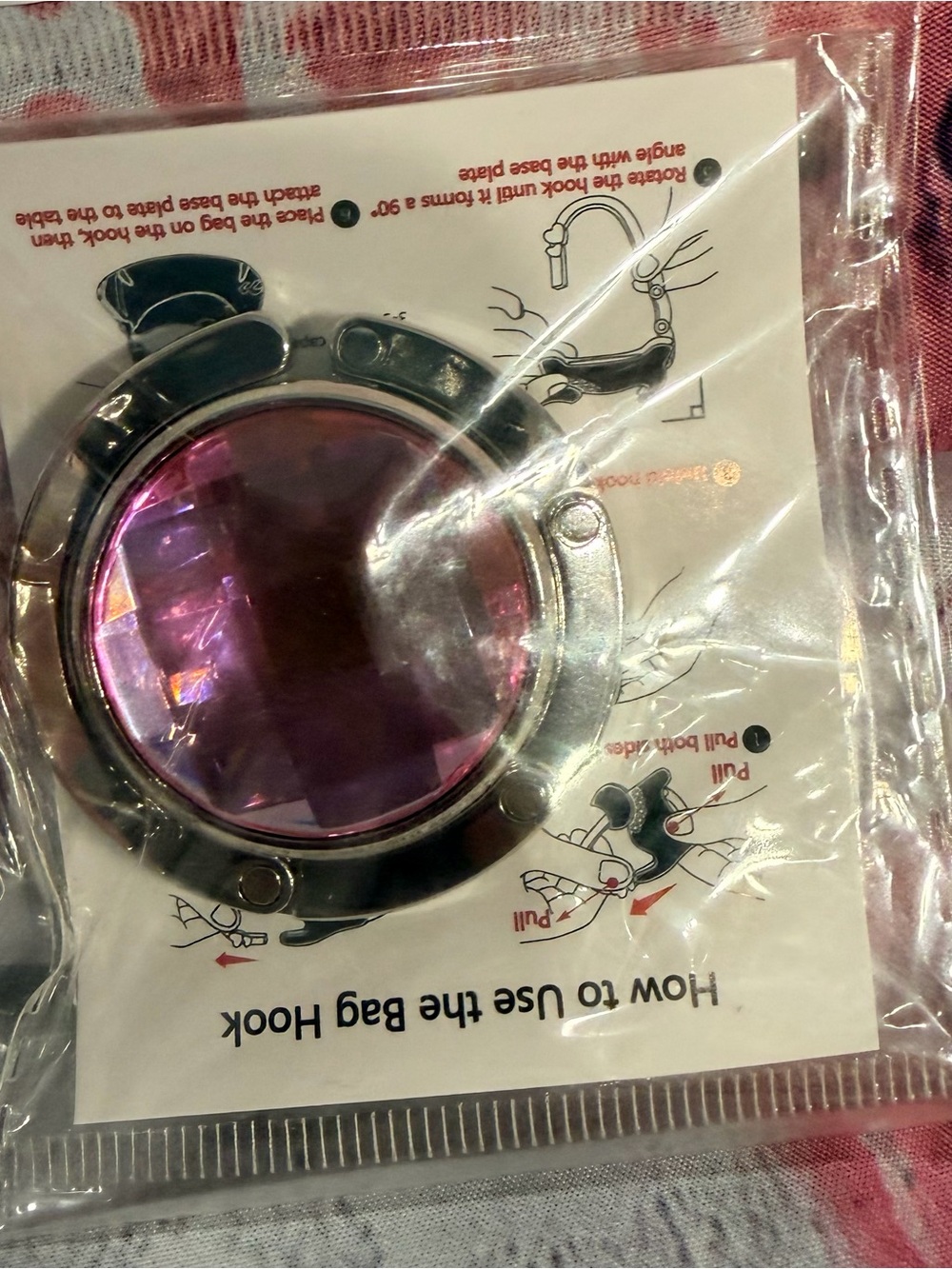 Foldable Handbag Hook with Purple Accent NWT A65